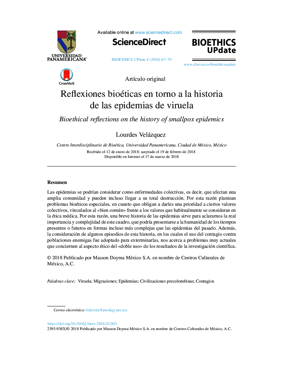 Reflexiones bioéticas en torno a la historia de las epidemias de viruela