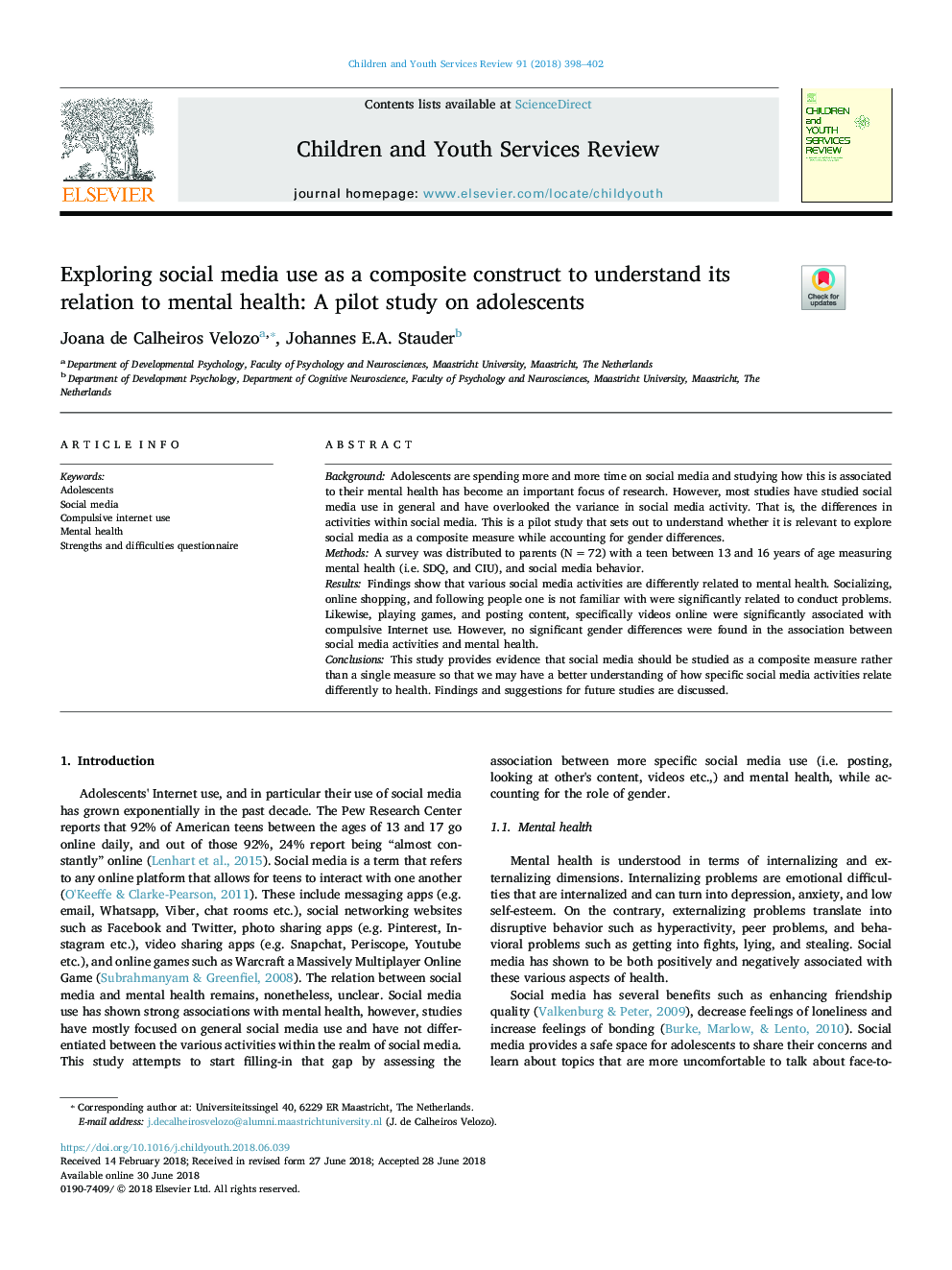 بررسی استفاده از رسانه های اجتماعی به عنوان یک ساختار کامپوزیت برای درک رابطه آن با سلامت روان: یک مطالعه آزمایشی در مورد نوجوانان 