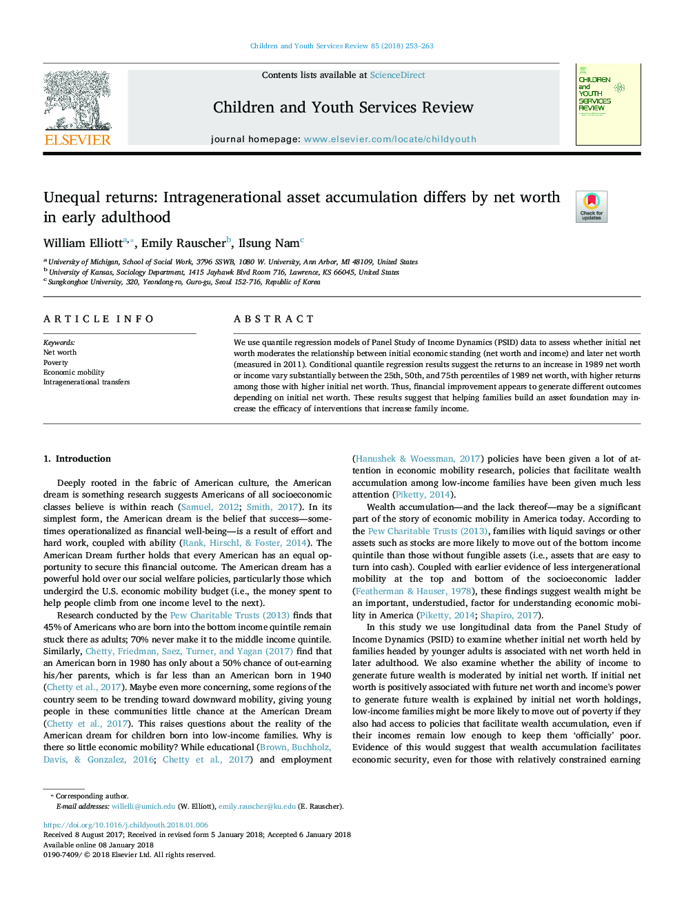 Unequal returns: Intragenerational asset accumulation differs by net worth in early adulthood