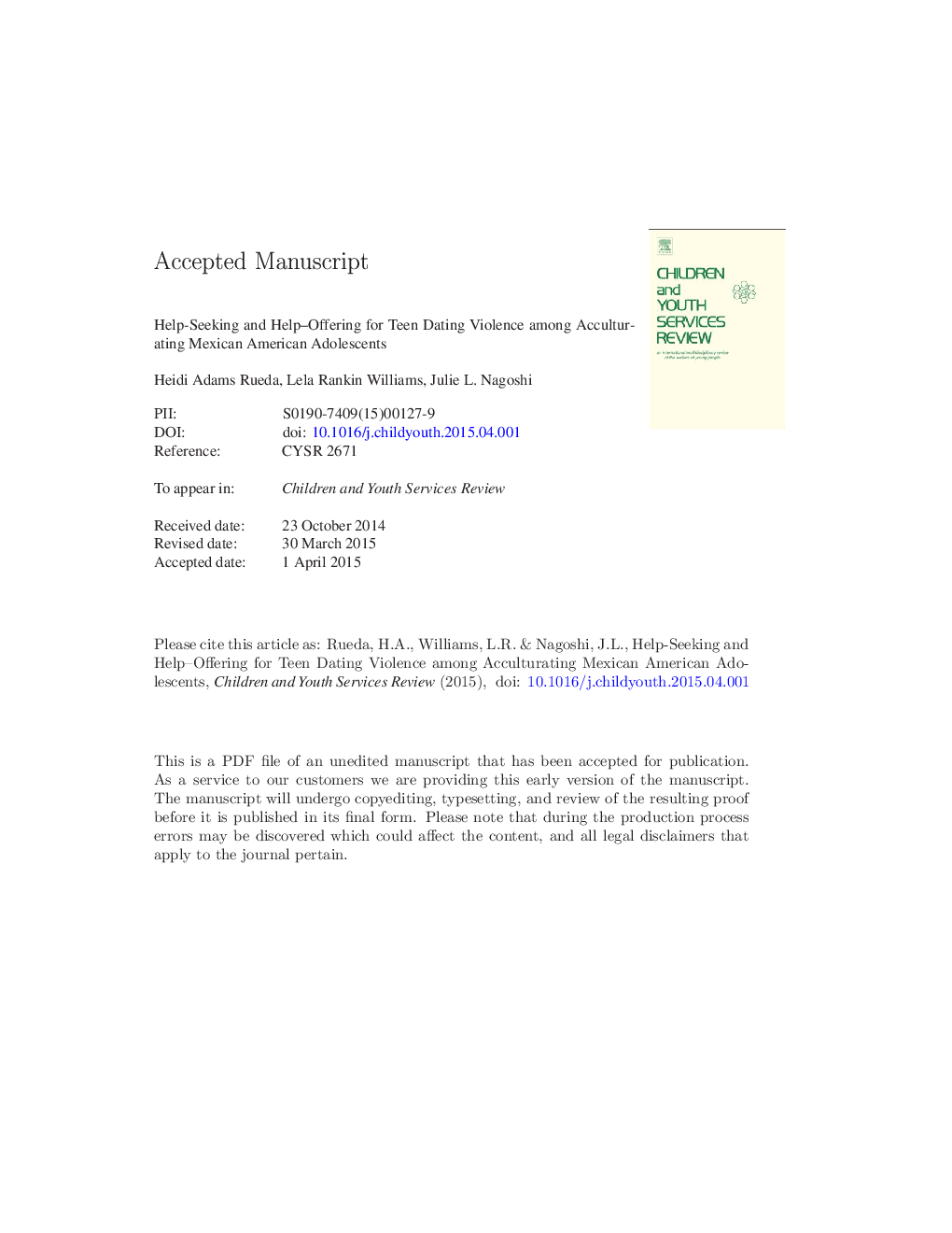 Help-seeking and help-offering for teen dating violence among acculturating Mexican American adolescents