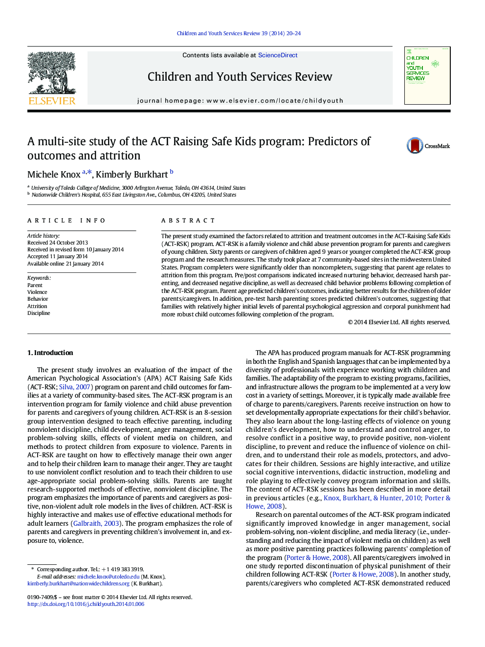 A multi-site study of the ACT Raising Safe Kids program: Predictors of outcomes and attrition