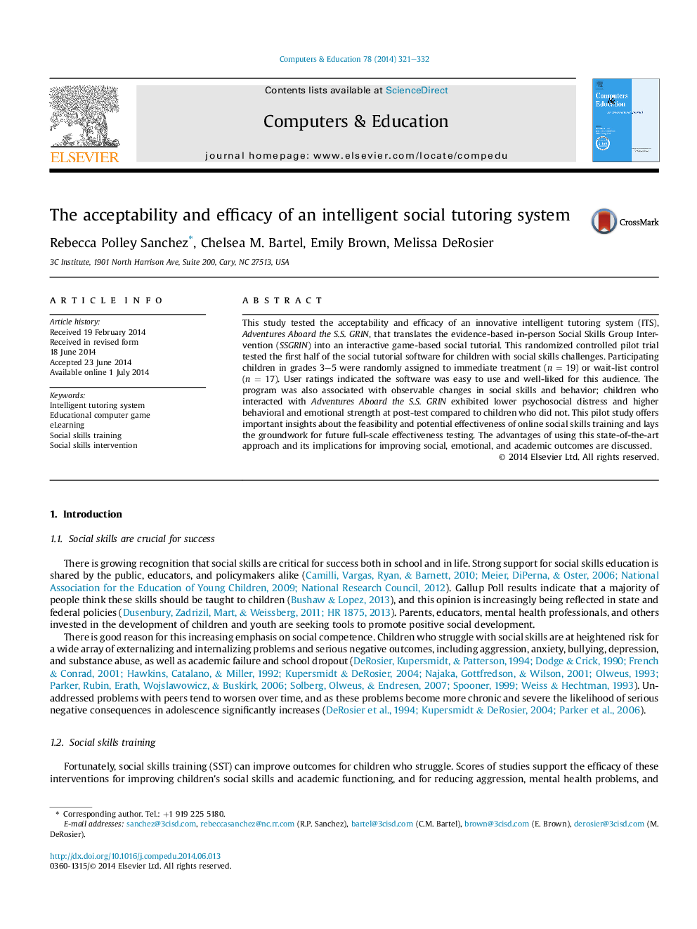 The acceptability and efficacy of an intelligent social tutoring system