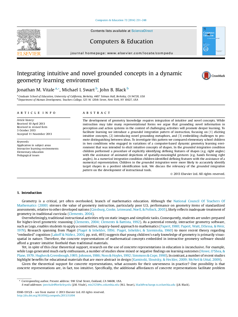 Integrating intuitive and novel grounded concepts in a dynamic geometry learning environment