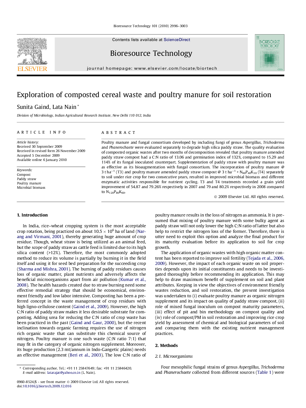 Exploration of composted cereal waste and poultry manure for soil restoration