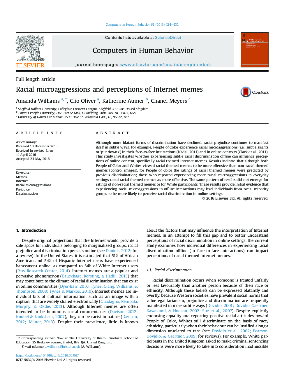 Racial microaggressions and perceptions of Internet memes