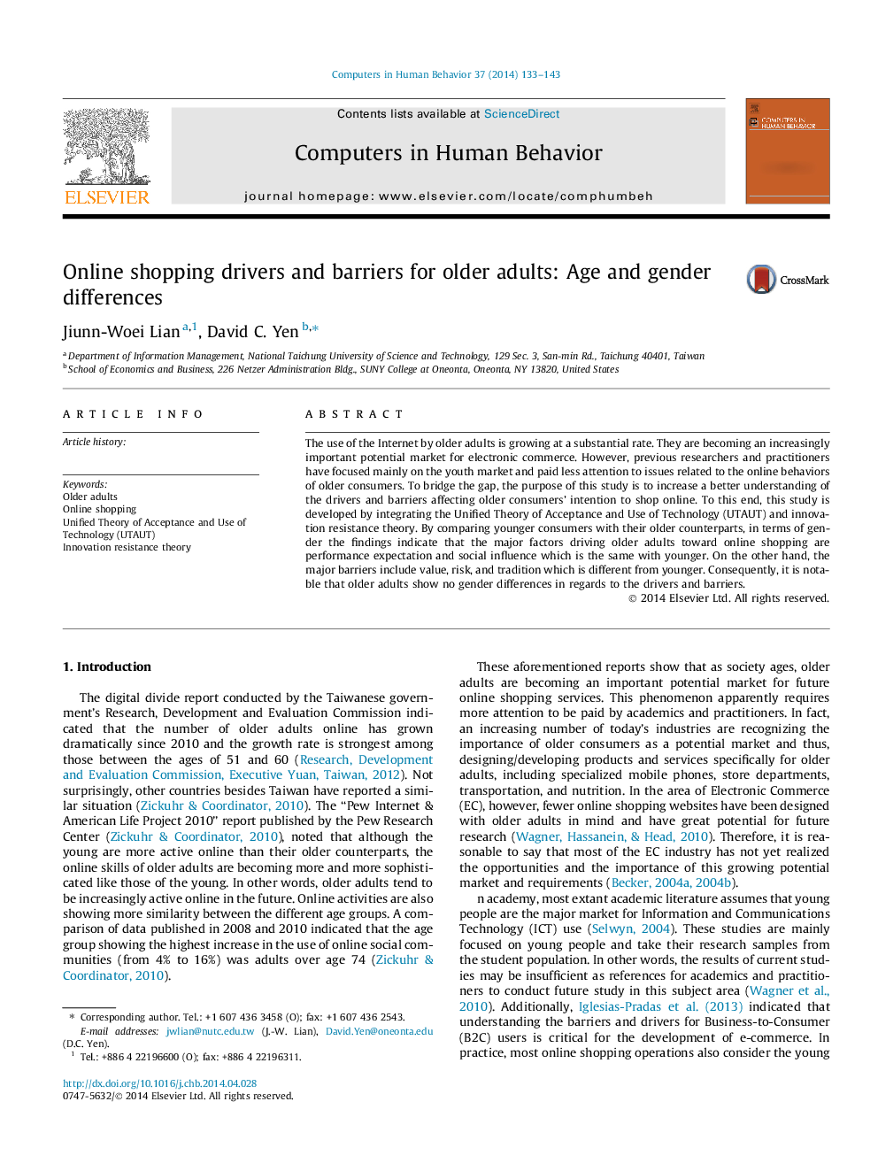 Online shopping drivers and barriers for older adults: Age and gender differences