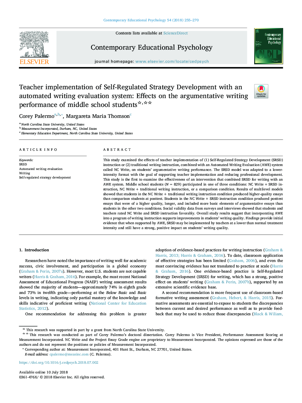 اجرای آموزگار از توسعه استراتژی خود تنظیم شده با سیستم ارزیابی خودکار نوشتاری: تأثیر در عملکرد نوشتاری استدلال دانش آموزان دبیرستان 