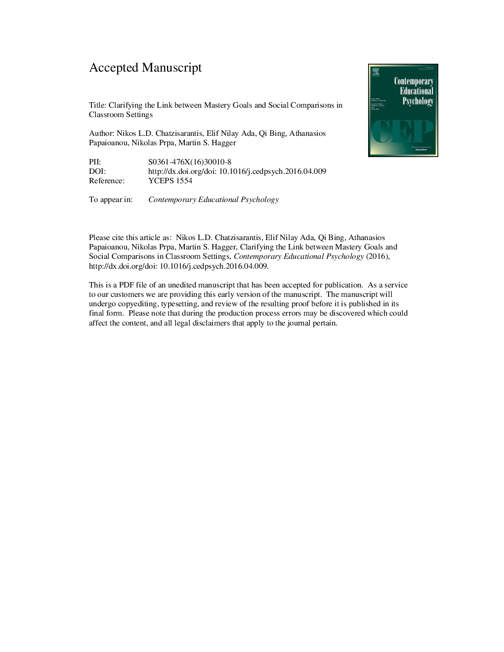 Clarifying the link between mastery goals and social comparisons in classroom settings