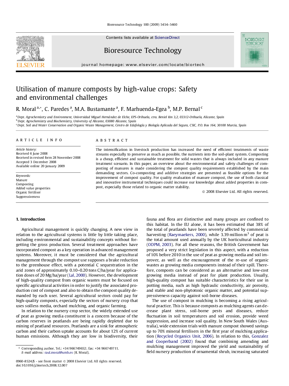 Utilisation of manure composts by high-value crops: Safety and environmental challenges