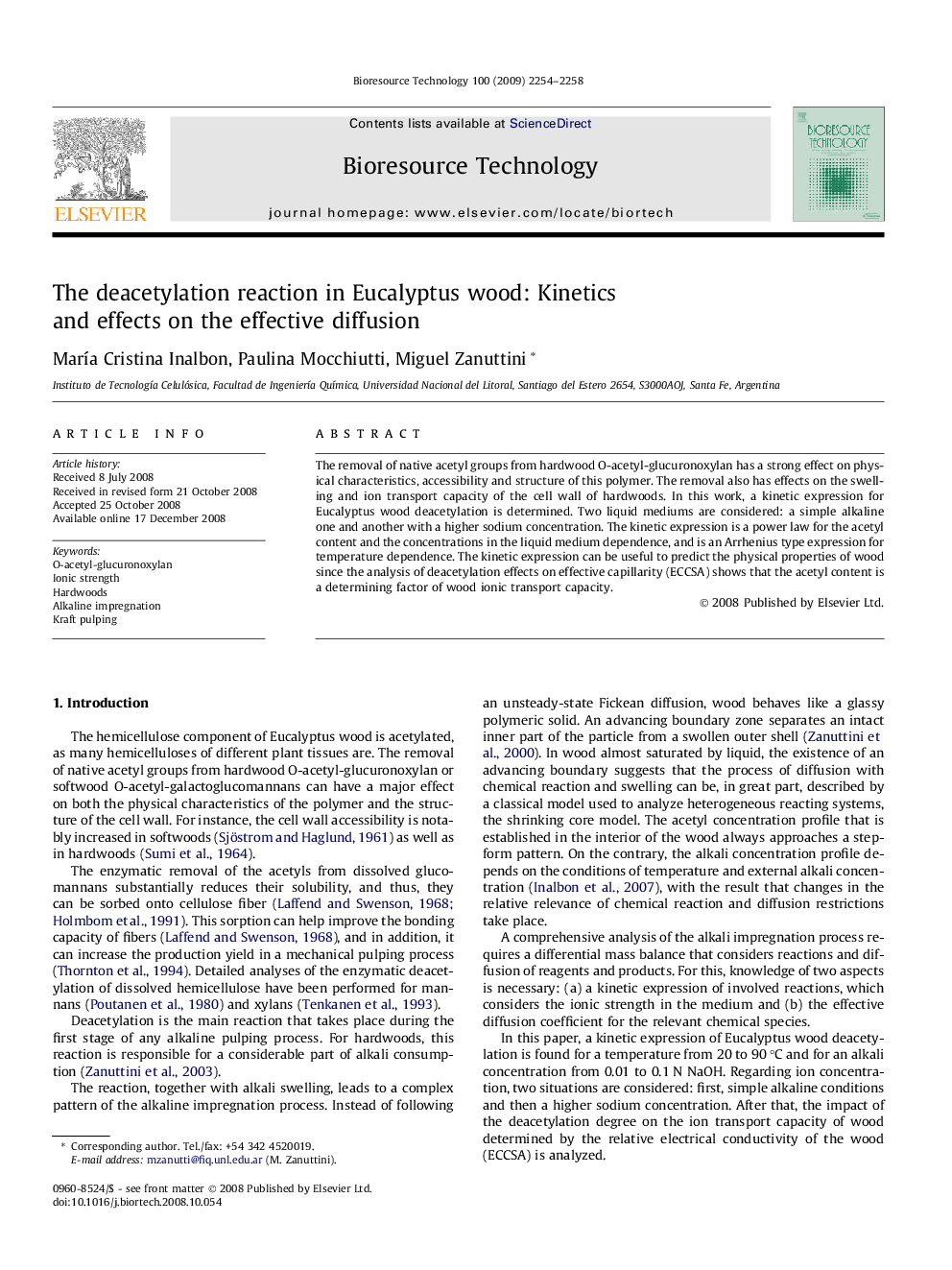 The deacetylation reaction in Eucalyptus wood: Kinetics and effects on the effective diffusion