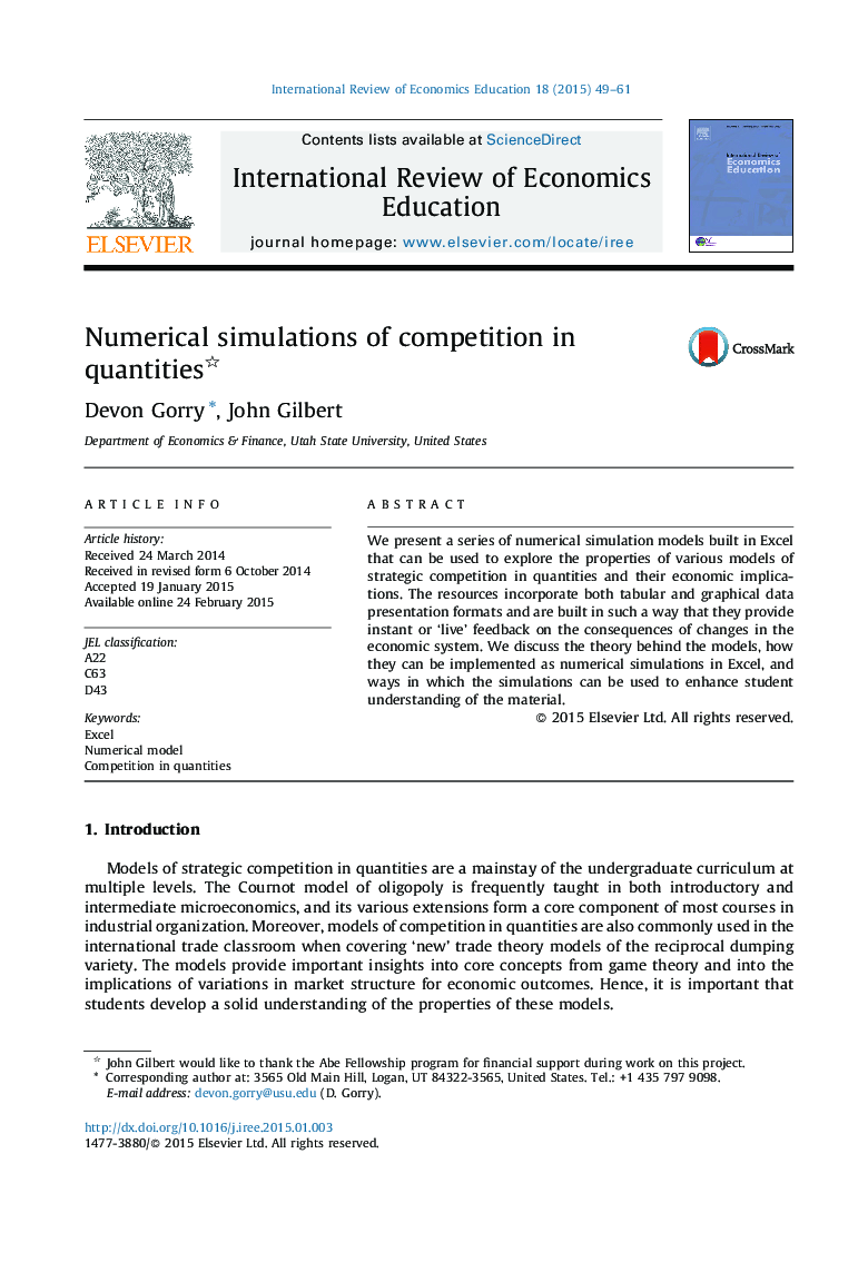 Numerical simulations of competition in quantities