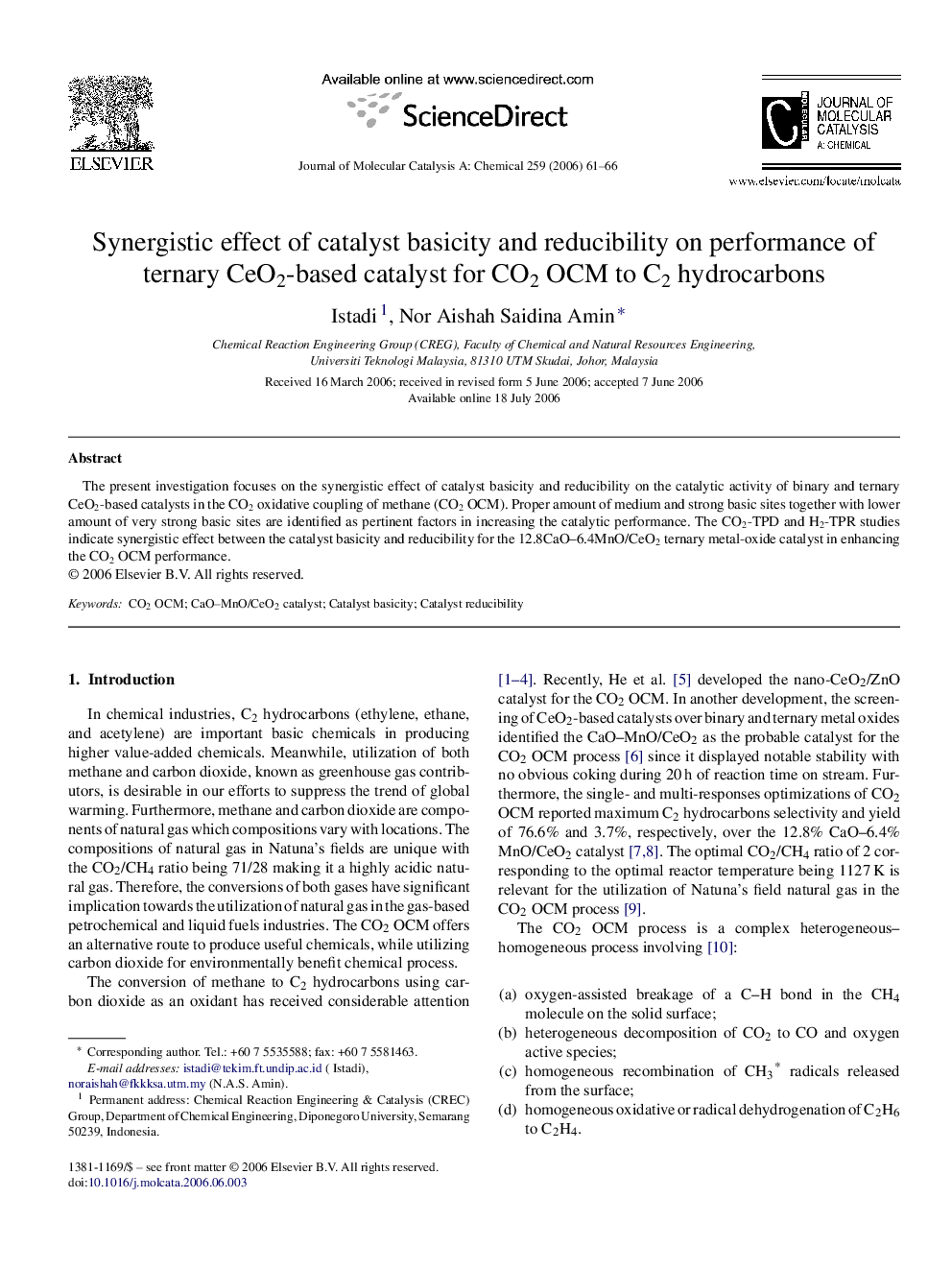 Synergistic effect of catalyst basicity and reducibility on performance of ternary CeO2-based catalyst for CO2 OCM to C2 hydrocarbons