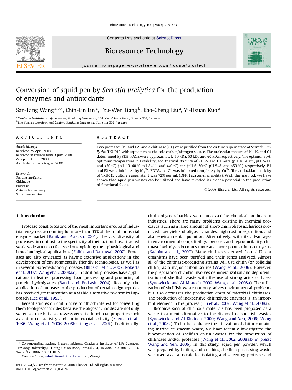 Conversion of squid pen by Serratia ureilytica for the production of enzymes and antioxidants