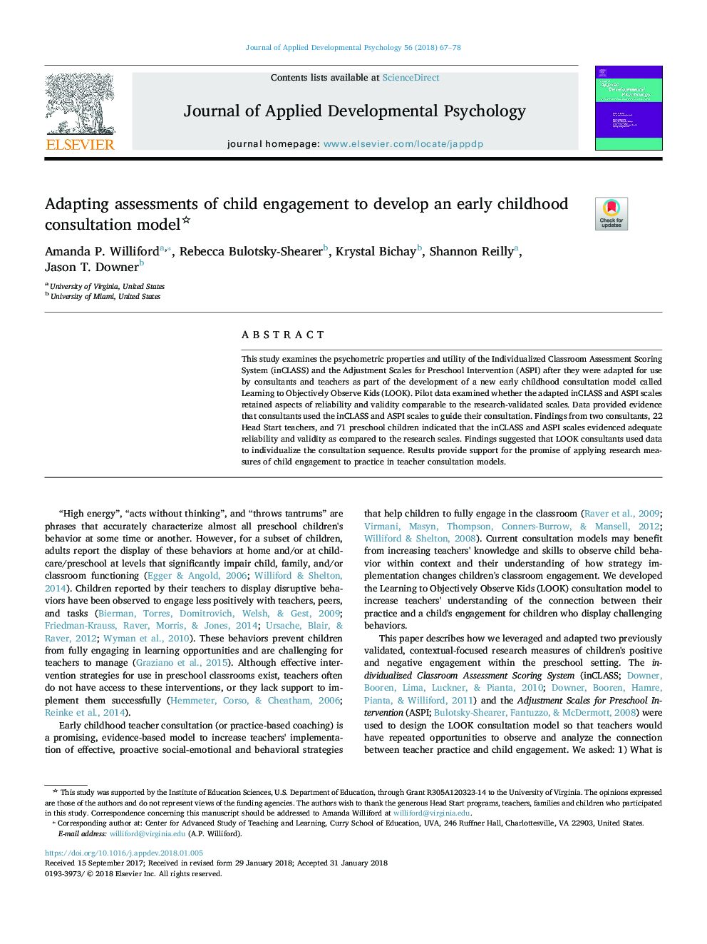 Adapting assessments of child engagement to develop an early childhood consultation model