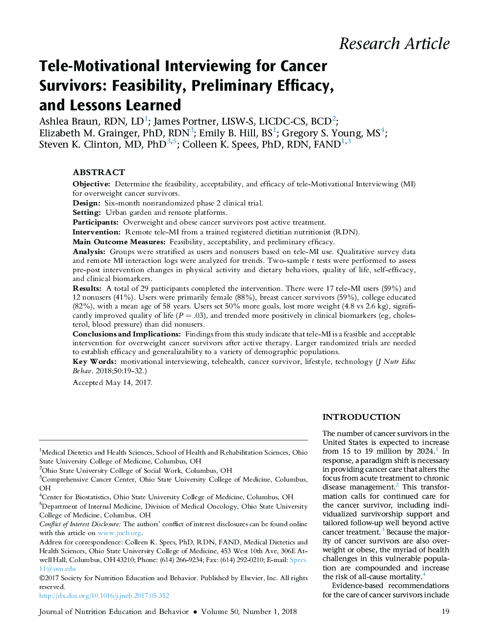 Tele-Motivational Interviewing for Cancer Survivors: Feasibility, Preliminary Efficacy, andÂ Lessons Learned