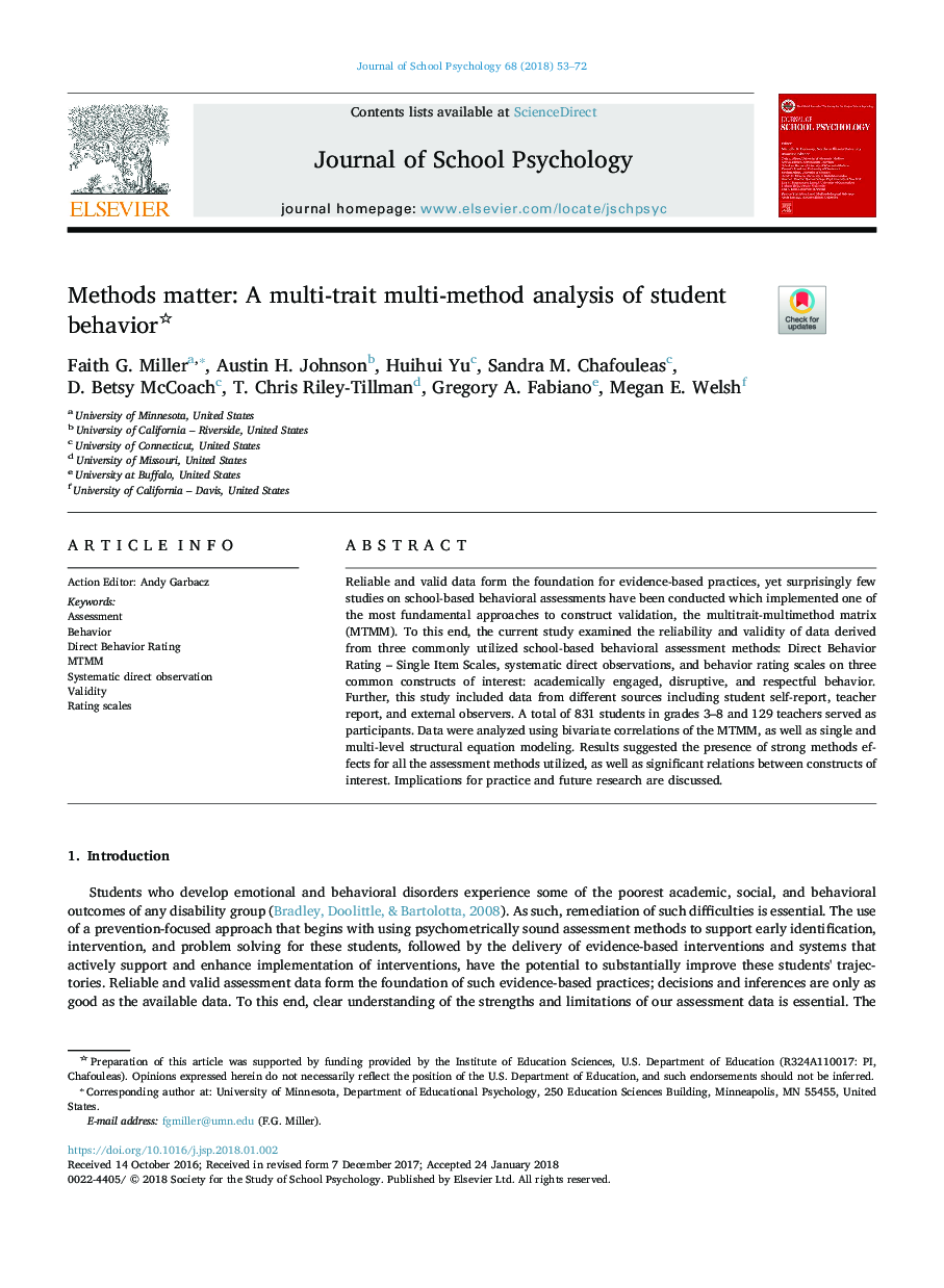 Methods matter: A multi-trait multi-method analysis of student behavior