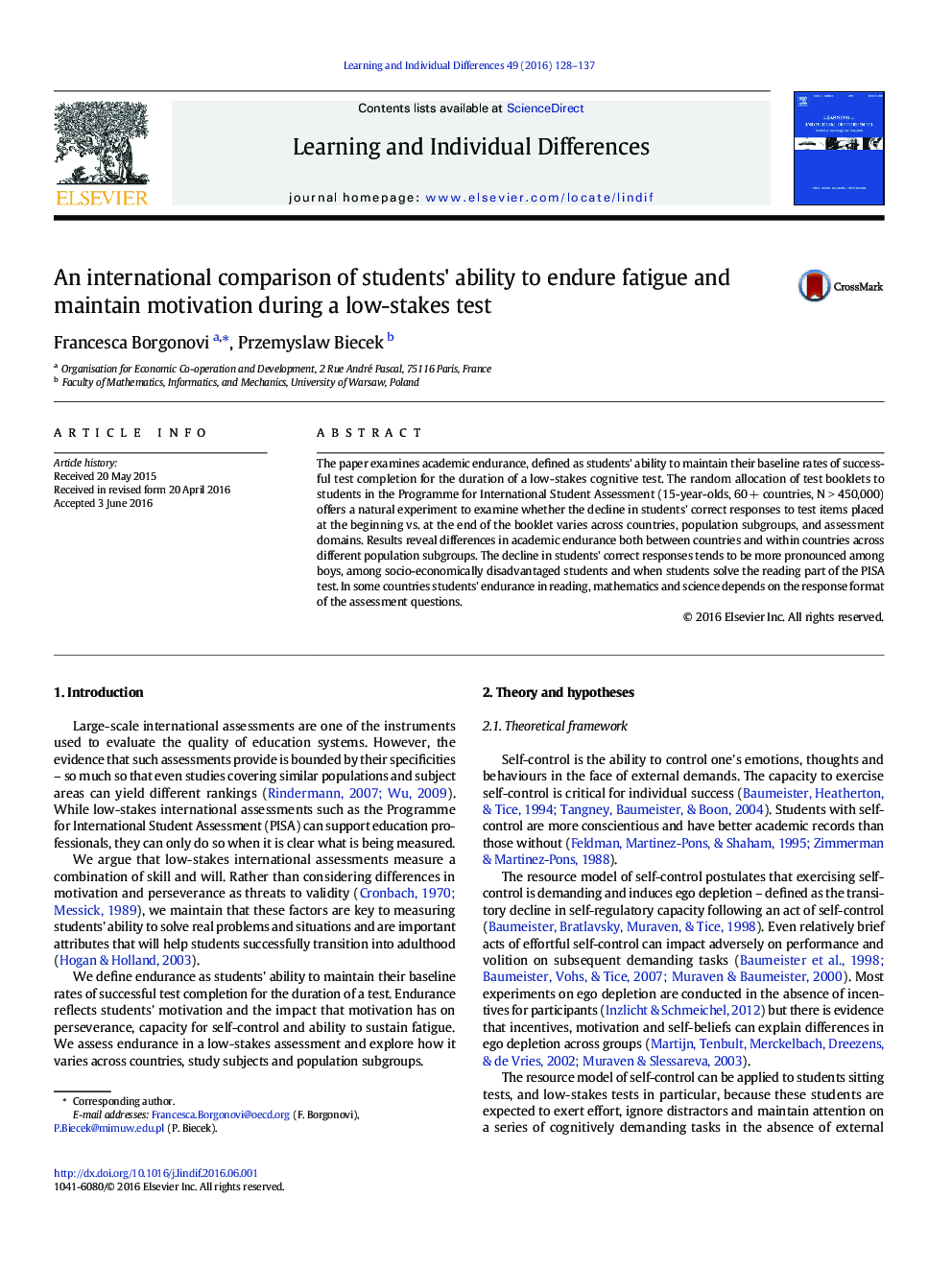 An international comparison of students' ability to endure fatigue and maintain motivation during a low-stakes test