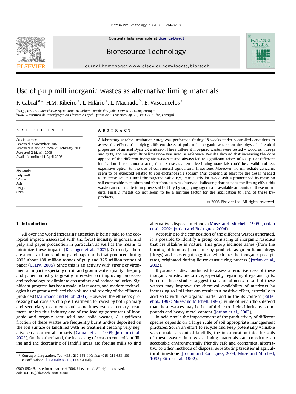 Use of pulp mill inorganic wastes as alternative liming materials