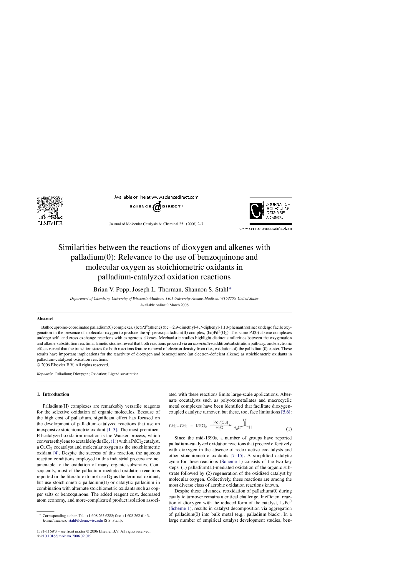 Similarities between the reactions of dioxygen and alkenes with palladium(0): Relevance to the use of benzoquinone and molecular oxygen as stoichiometric oxidants in palladium-catalyzed oxidation reactions