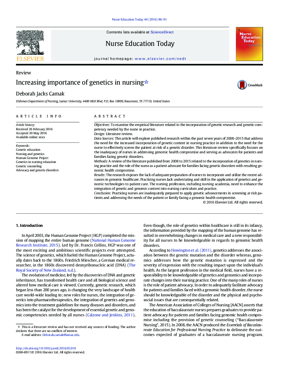 Increasing importance of genetics in nursing