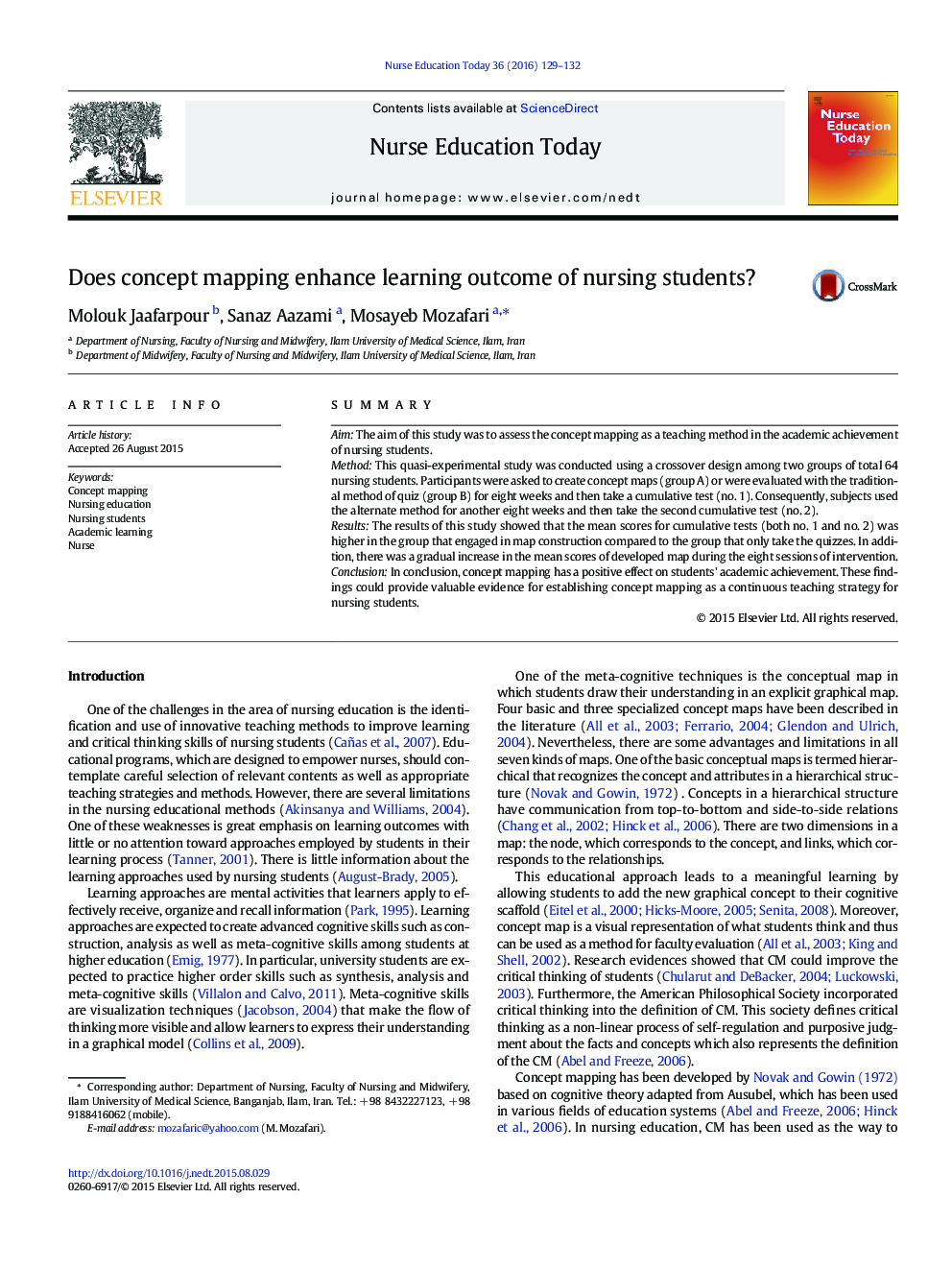 Does concept mapping enhance learning outcome of nursing students?