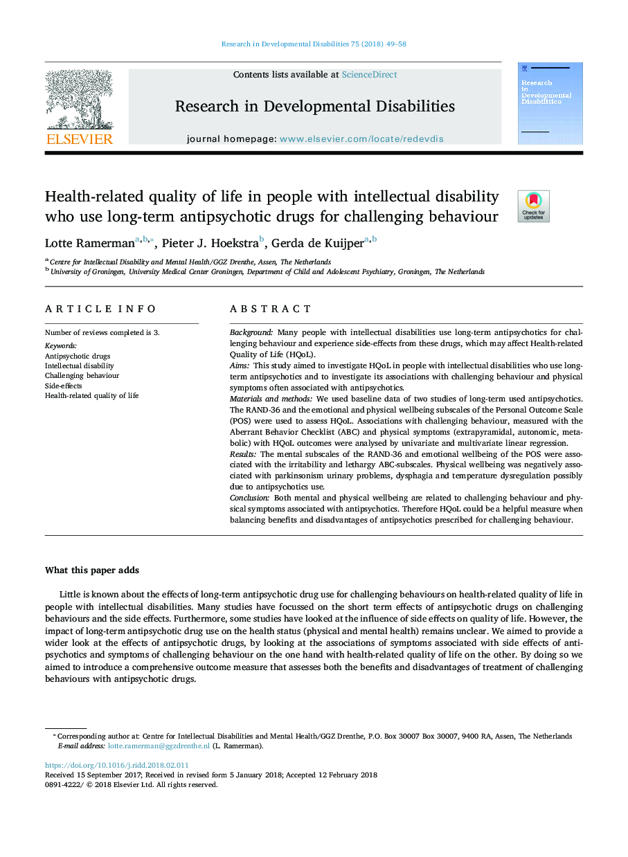 Health-related quality of life in people with intellectual disability who use long-term antipsychotic drugs for challenging behaviour