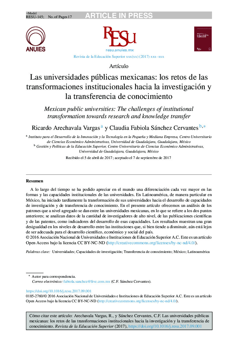 دانشگاه های مکزیک: چالش های تحول نهادی در راستای تحقیق و انتقال دانش 