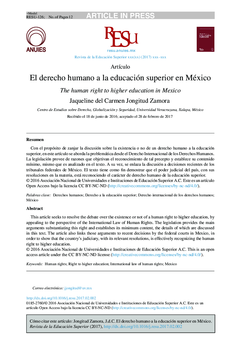 El derecho humano a la educación superior en México