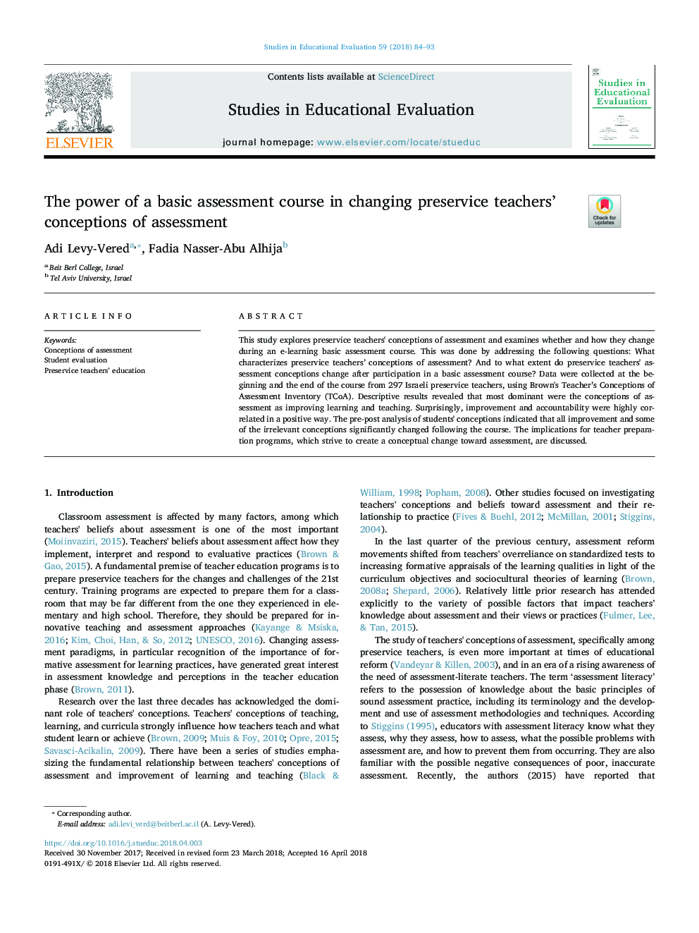 The power of a basic assessment course in changing preservice teachers' conceptions of assessment