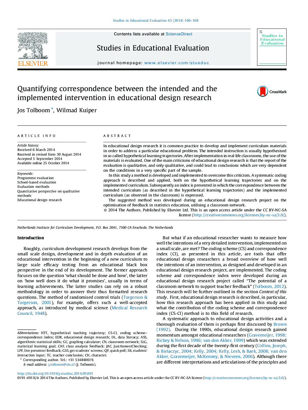Quantifying correspondence between the intended and the implemented intervention in educational design research