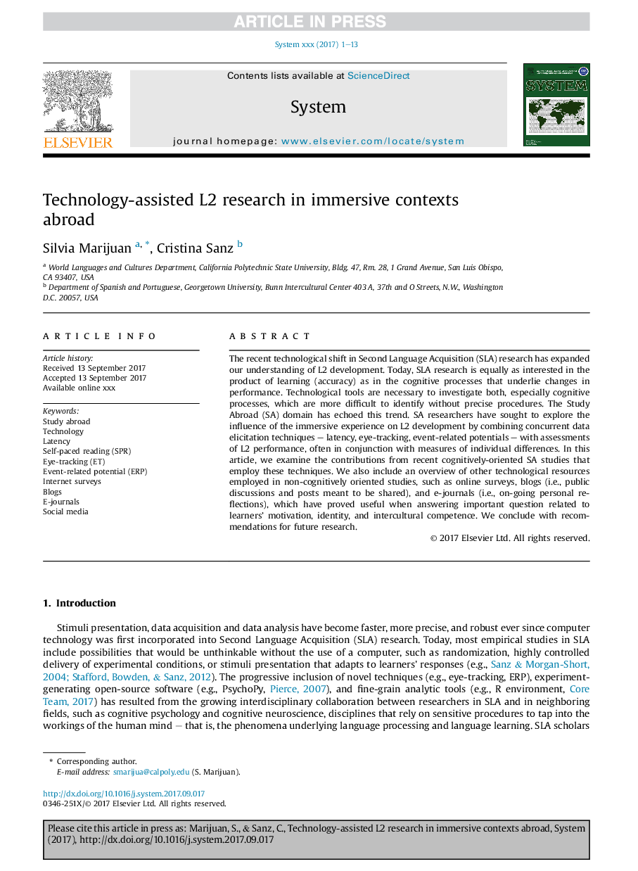 Technology-assisted L2 research in immersive contexts abroad