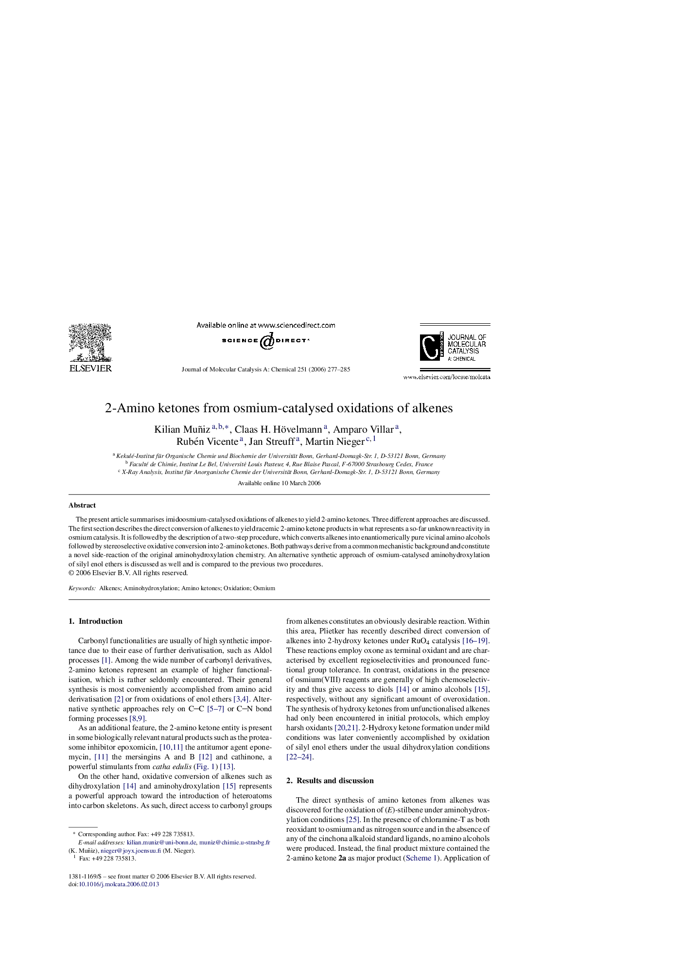 2-Amino ketones from osmium-catalysed oxidations of alkenes