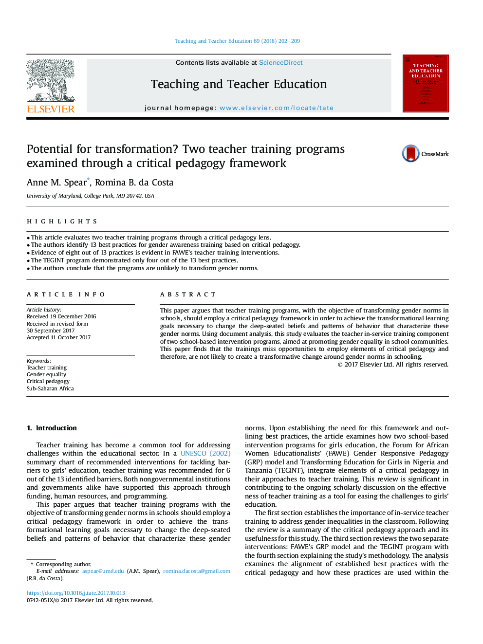 Potential for transformation? Two teacher training programs examined through a critical pedagogy framework