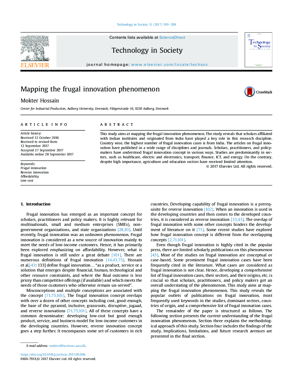 Mapping the frugal innovation phenomenon