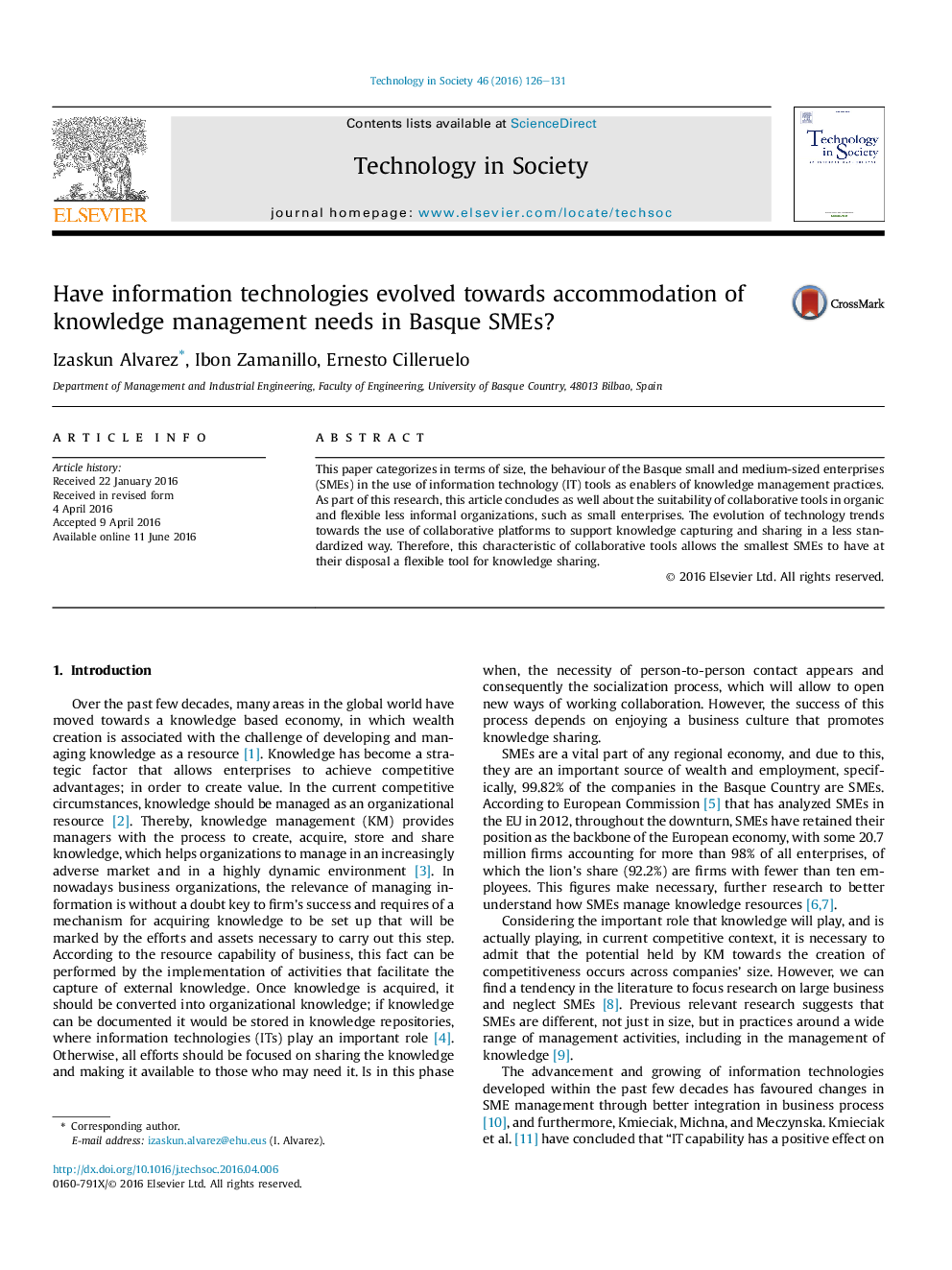 Have information technologies evolved towards accommodation of knowledge management needs in Basque SMEs?