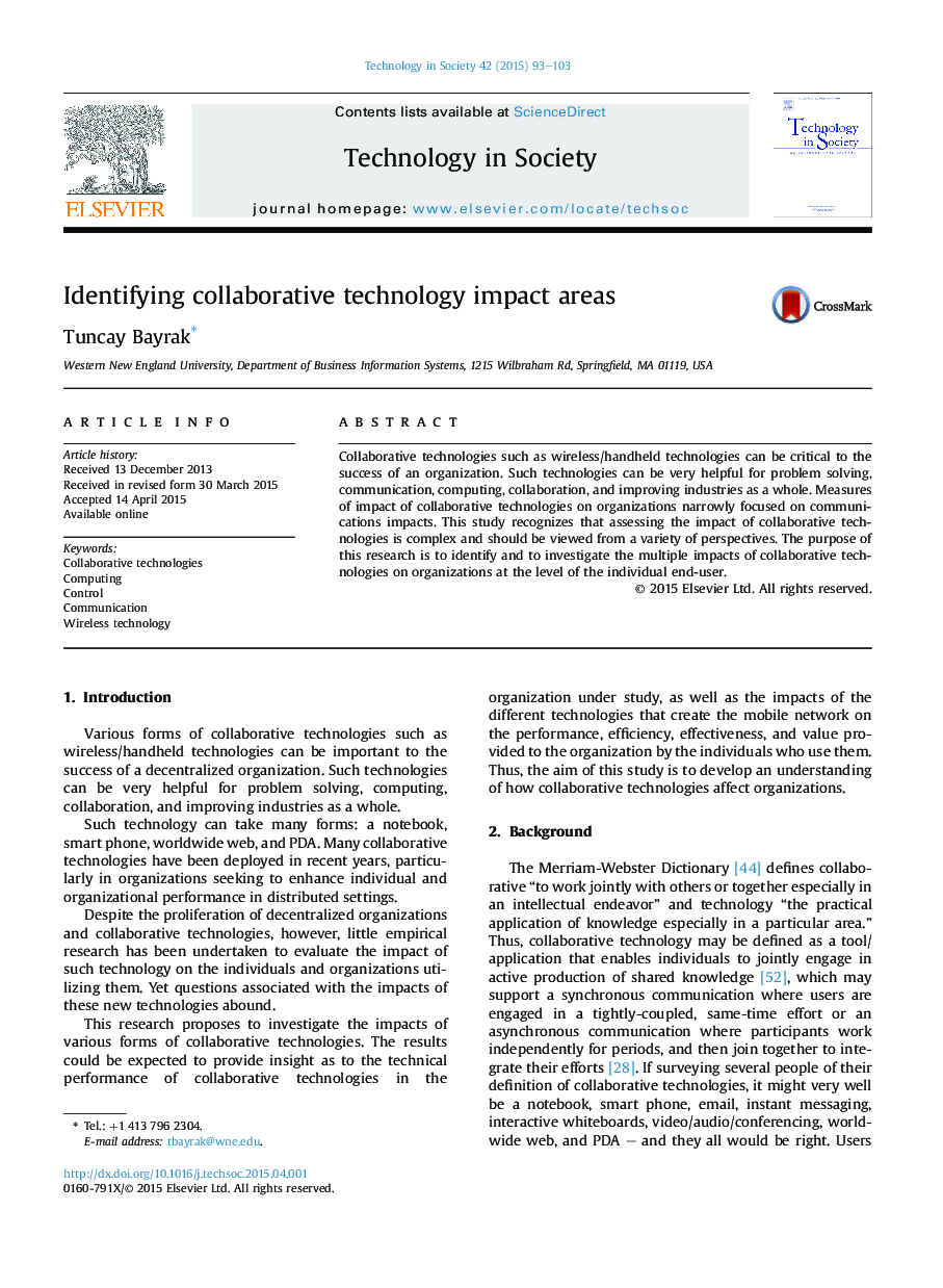 Identifying collaborative technology impact areas