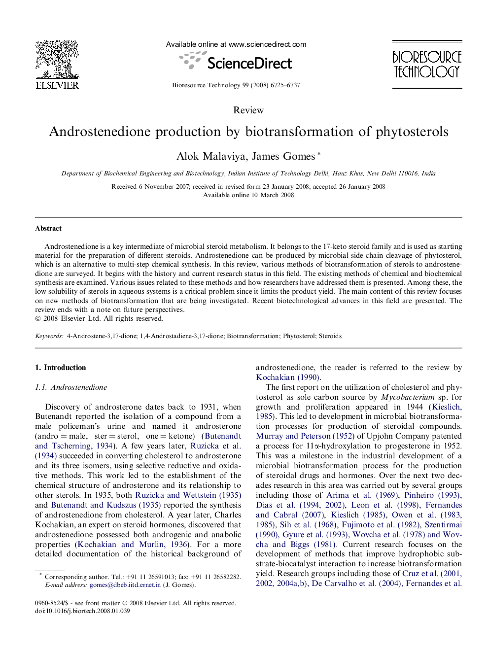 Androstenedione production by biotransformation of phytosterols