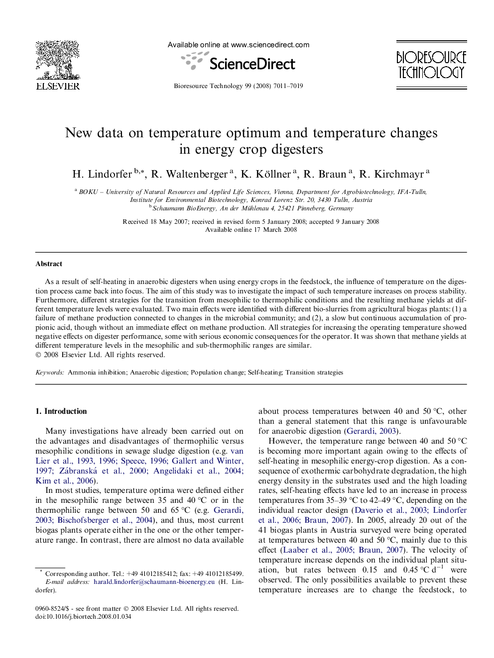 عکس صفحه اول مقاله: New data on temperature optimum and temperature changes in energy crop digesters New data on temperature optimum and temperature changes in energy crop digesters