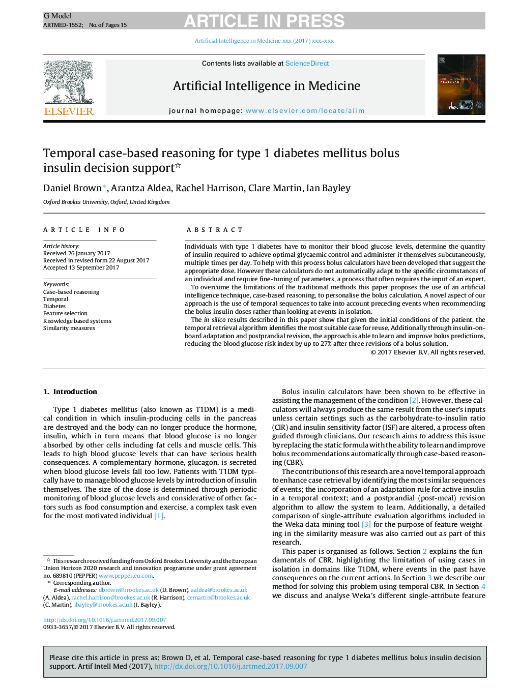 Temporal case-based reasoning for type 1 diabetes mellitus bolus insulin decision support