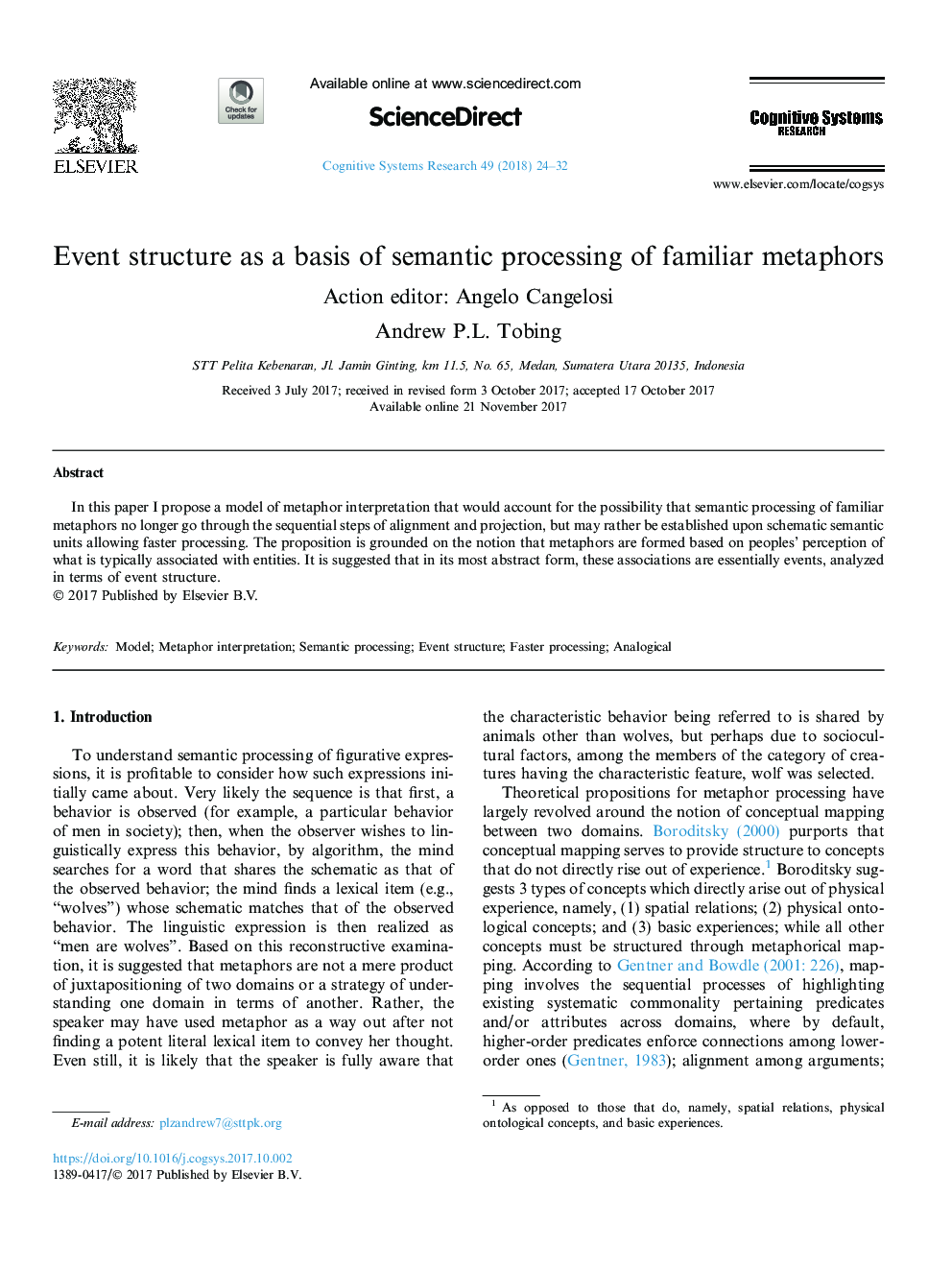 Event structure as a basis of semantic processing of familiar metaphors