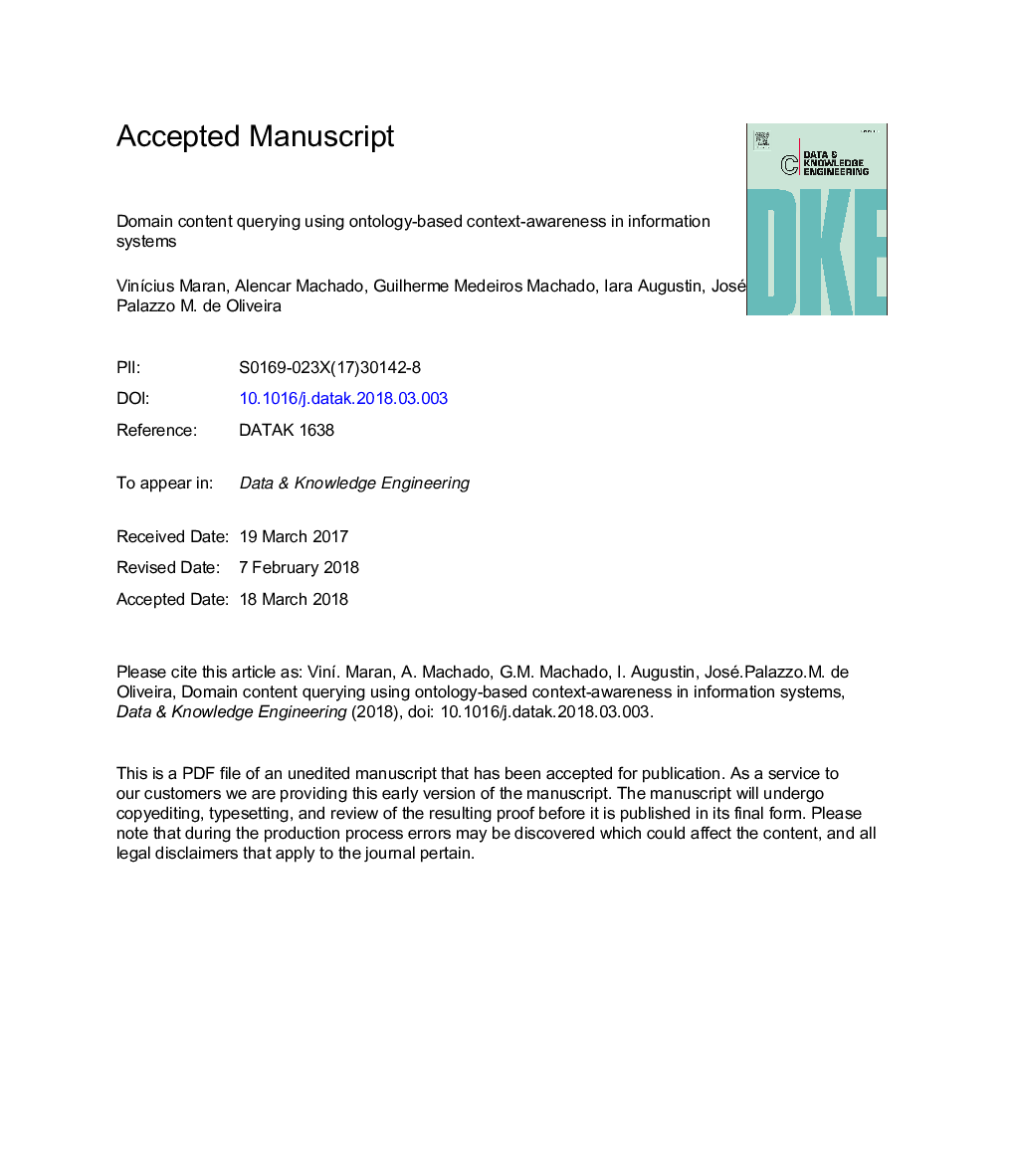 Domain content querying using ontology-based context-awareness in information systems