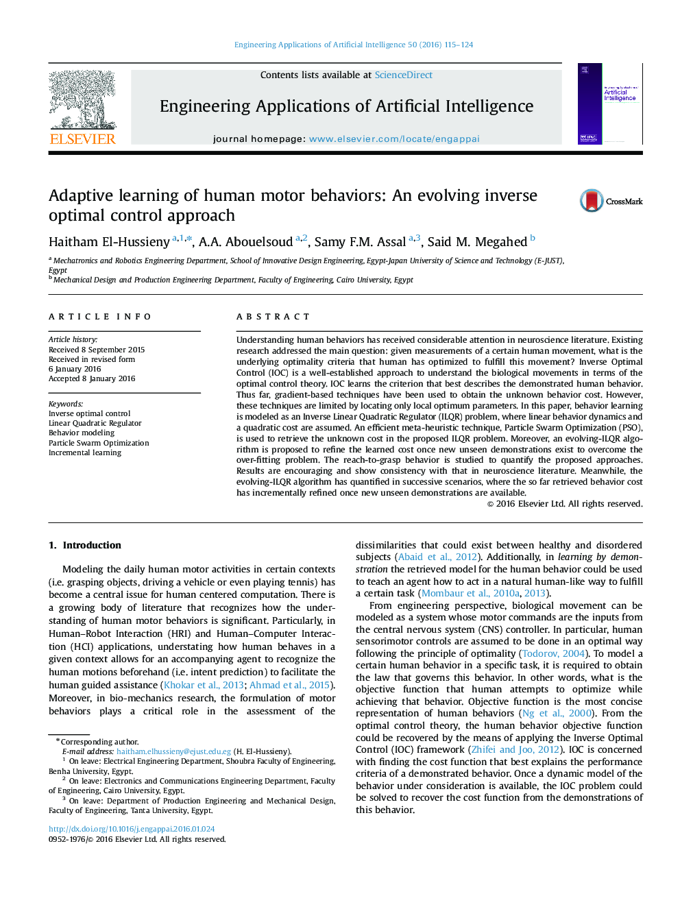 Adaptive learning of human motor behaviors: An evolving inverse optimal control approach