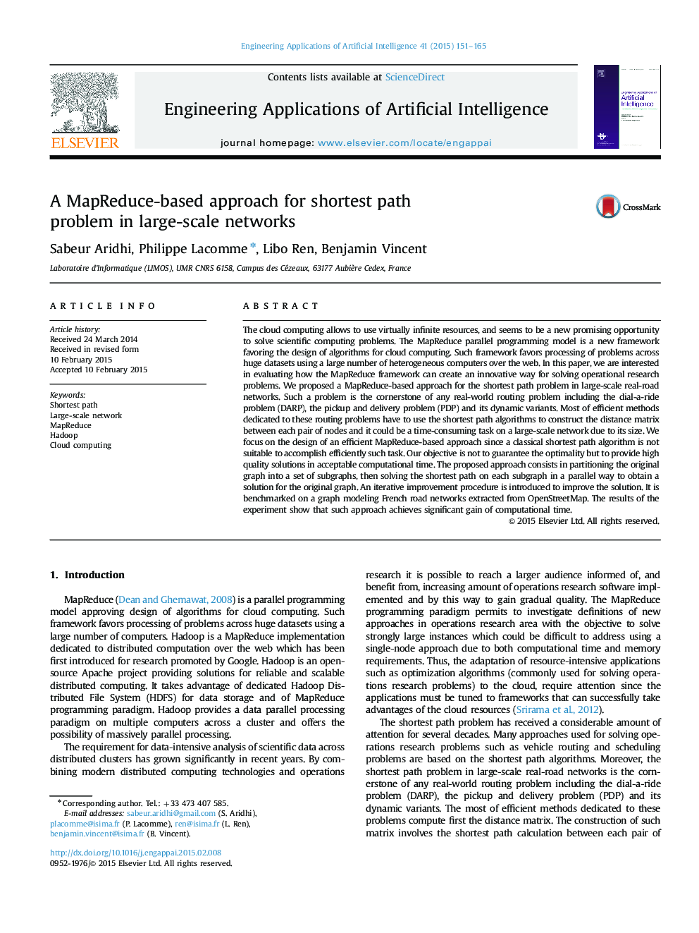 A MapReduce-based approach for shortest path problem in large-scale networks