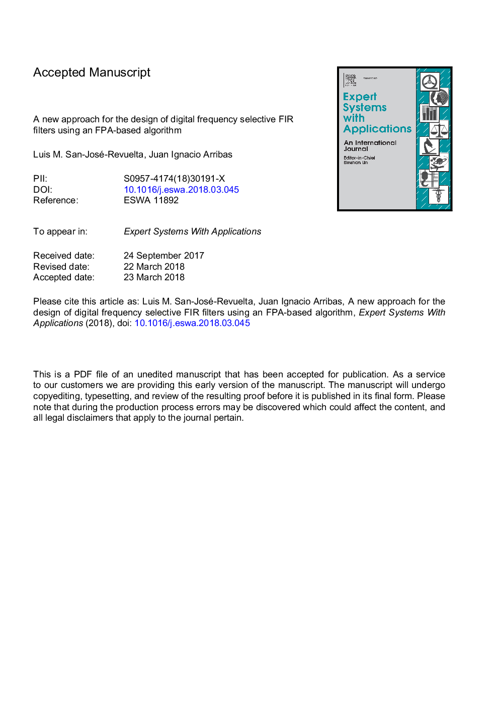 A new approach for the design of digital frequency selective FIR filters using an FPA-based algorithm