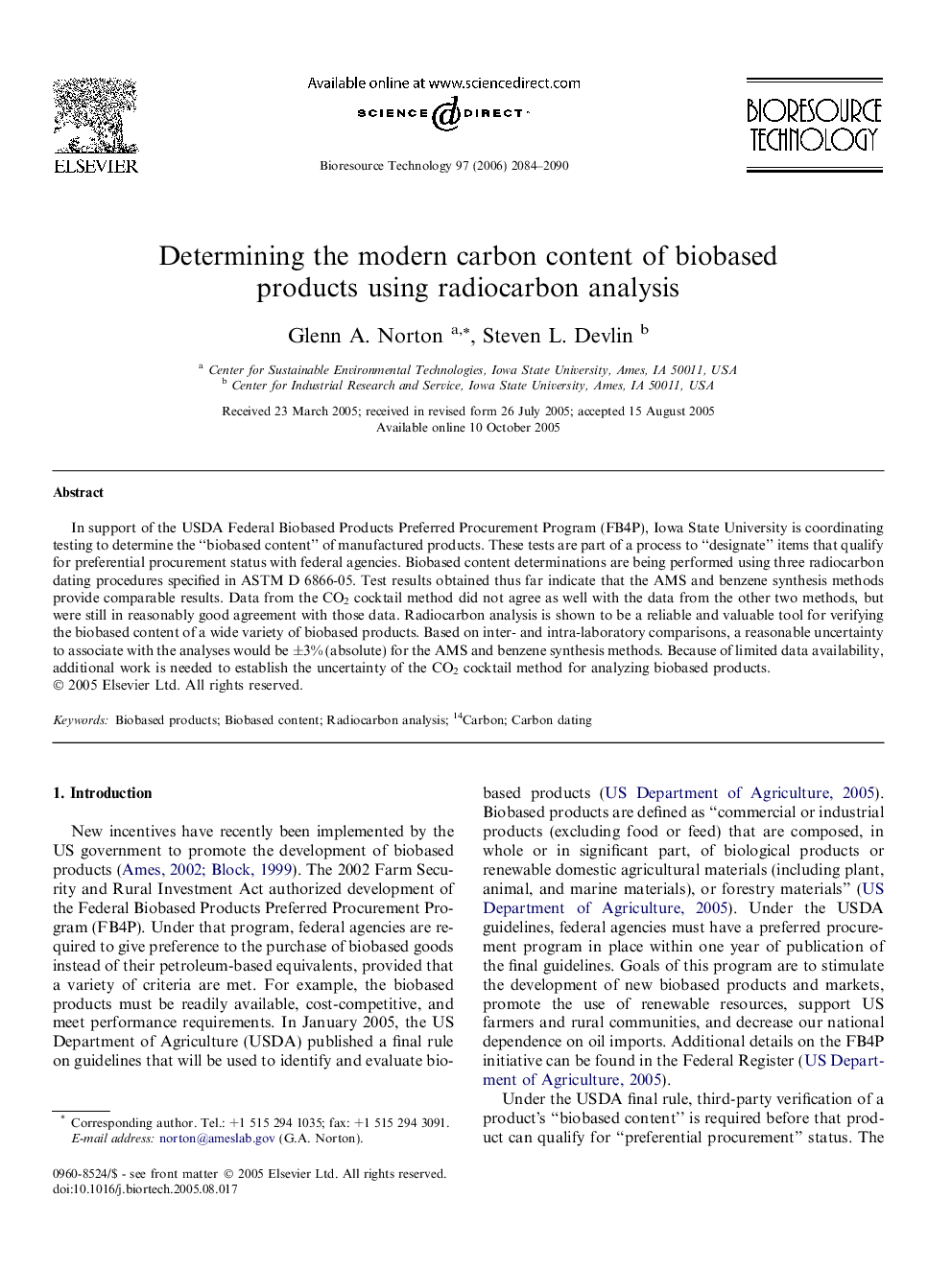 Determining the modern carbon content of biobased products using radiocarbon analysis