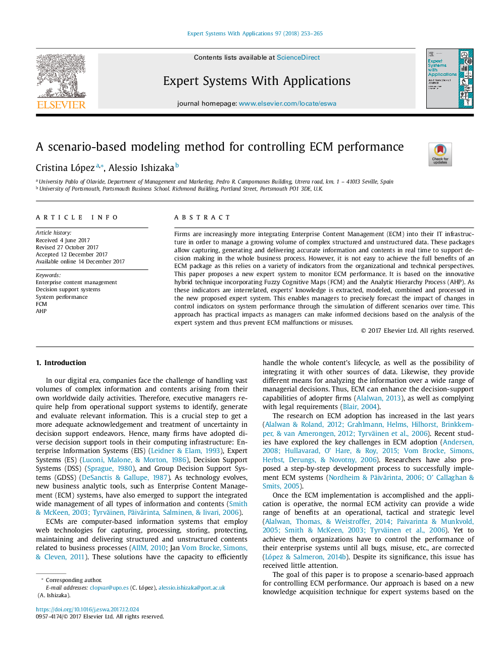 A scenario-based modeling method for controlling ECM performance