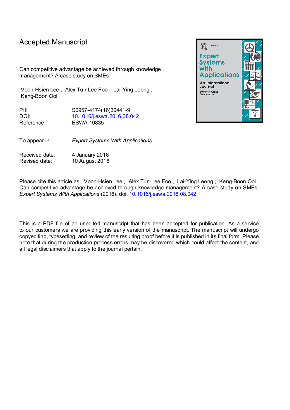 Can competitive advantage be achieved through knowledge management? A case study on SMEs