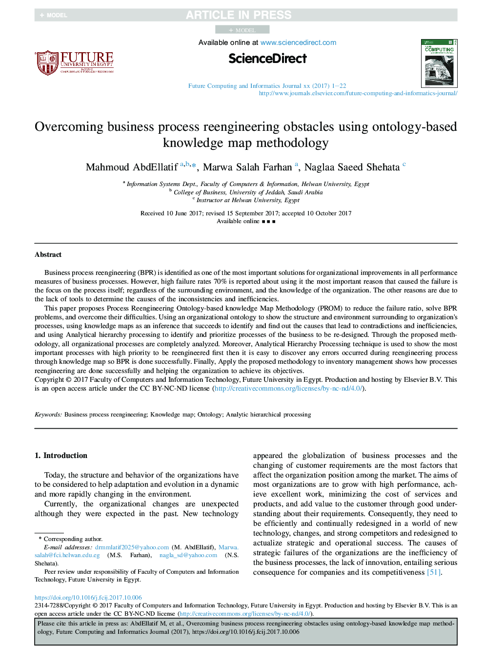 Overcoming business process reengineering obstacles using ontology-based knowledge map methodology