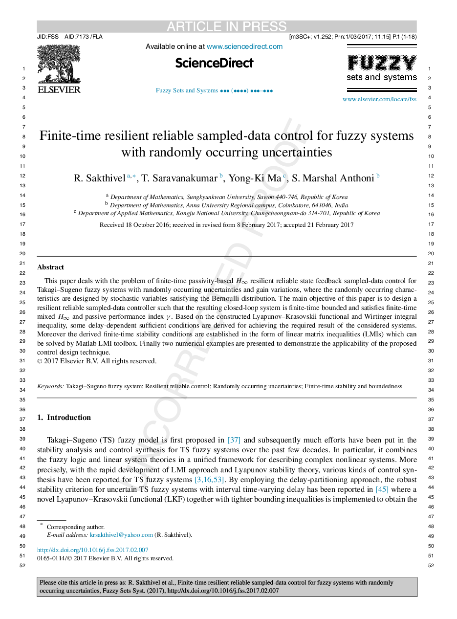 Finite-time resilient reliable sampled-data control for fuzzy systems with randomly occurring uncertainties