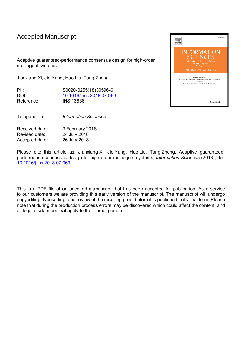 Adaptive guaranteed-performance consensus design for high-order multiagent systems